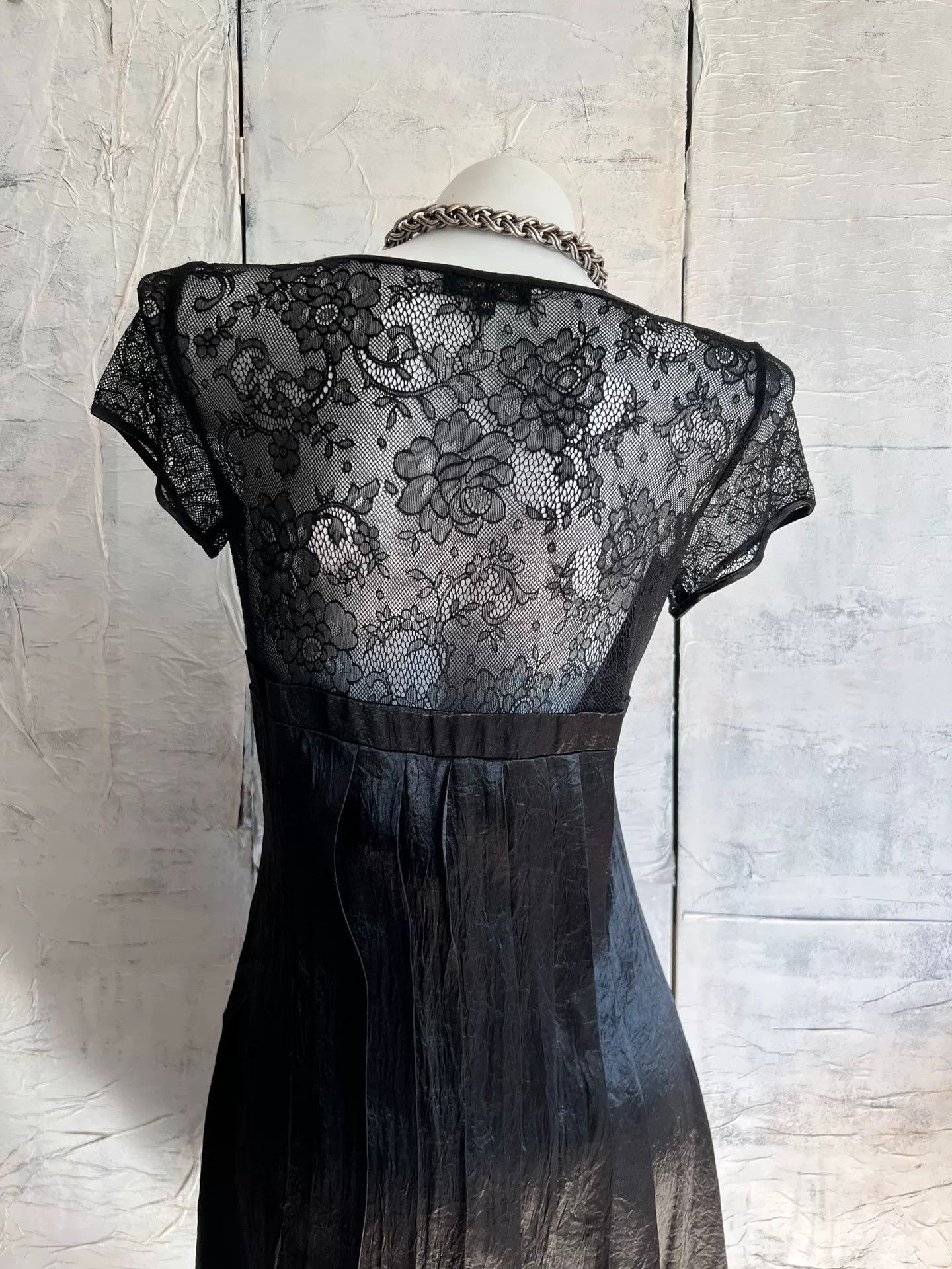 Adolfo Dominguez Low-Cut Square Neck Lace Black Dress Size S / US 4 / IT 40 - 5 Thumbnail