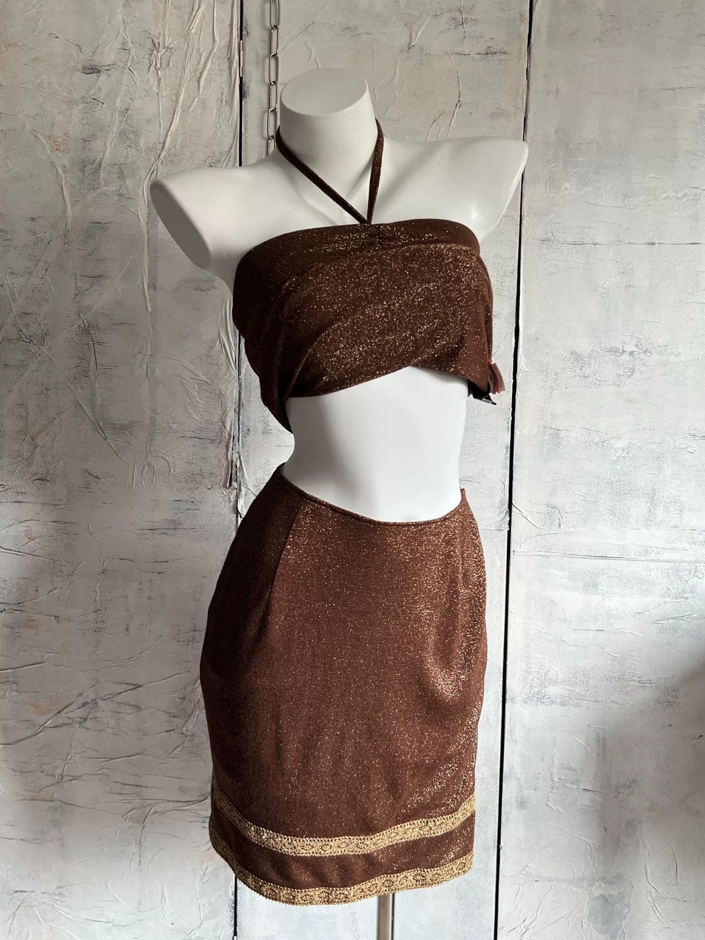 VINNY's Vintage Metallic Halter Party Set Size S / US 4 / IT 40 - 6 Thumbnail