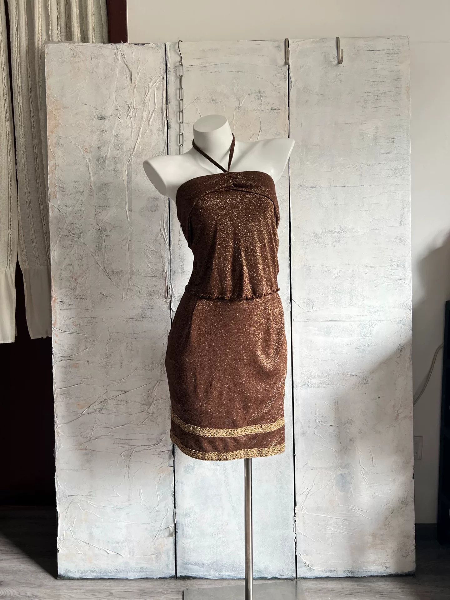 VINNY's Vintage Metallic Halter Party Set Size S / US 4 / IT 40 - 2 Thumbnail