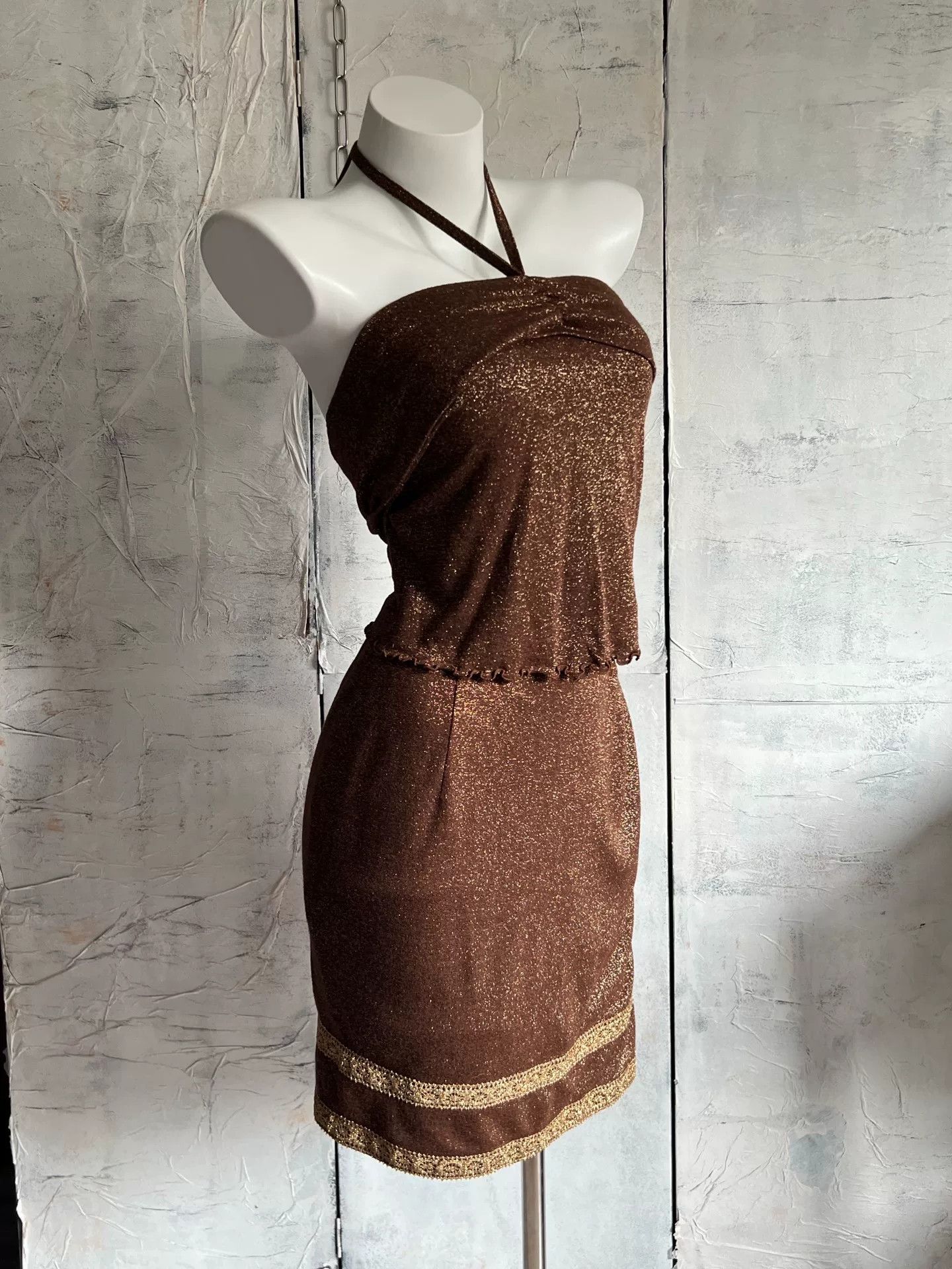 VINNY's Vintage Metallic Halter Party Set Size S / US 4 / IT 40 - 3 Thumbnail
