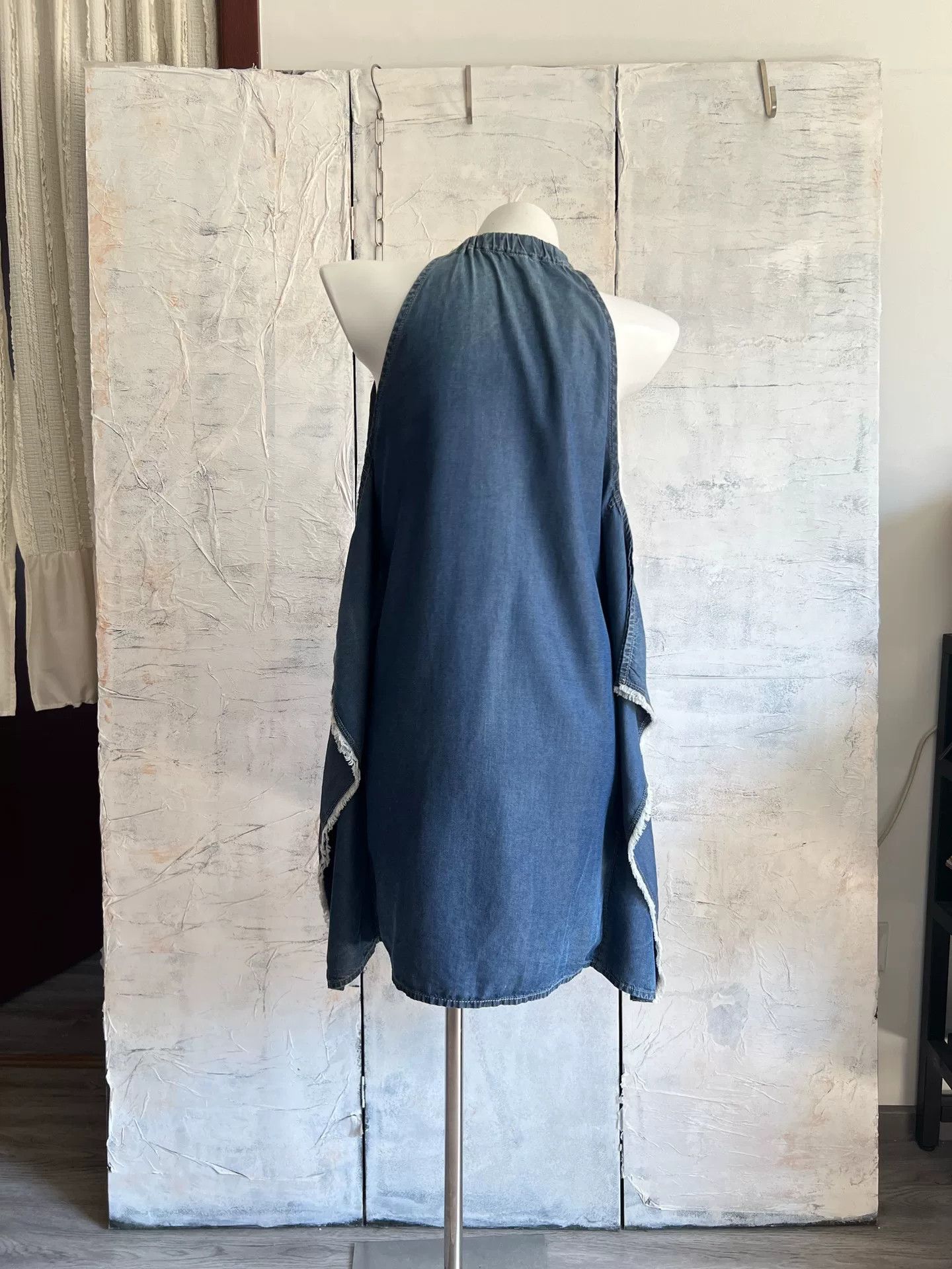 Diesel Diesel Light Denim Leather Loop Neck Dress Size XS / US 0-2 / IT 36-38 - 4 Thumbnail