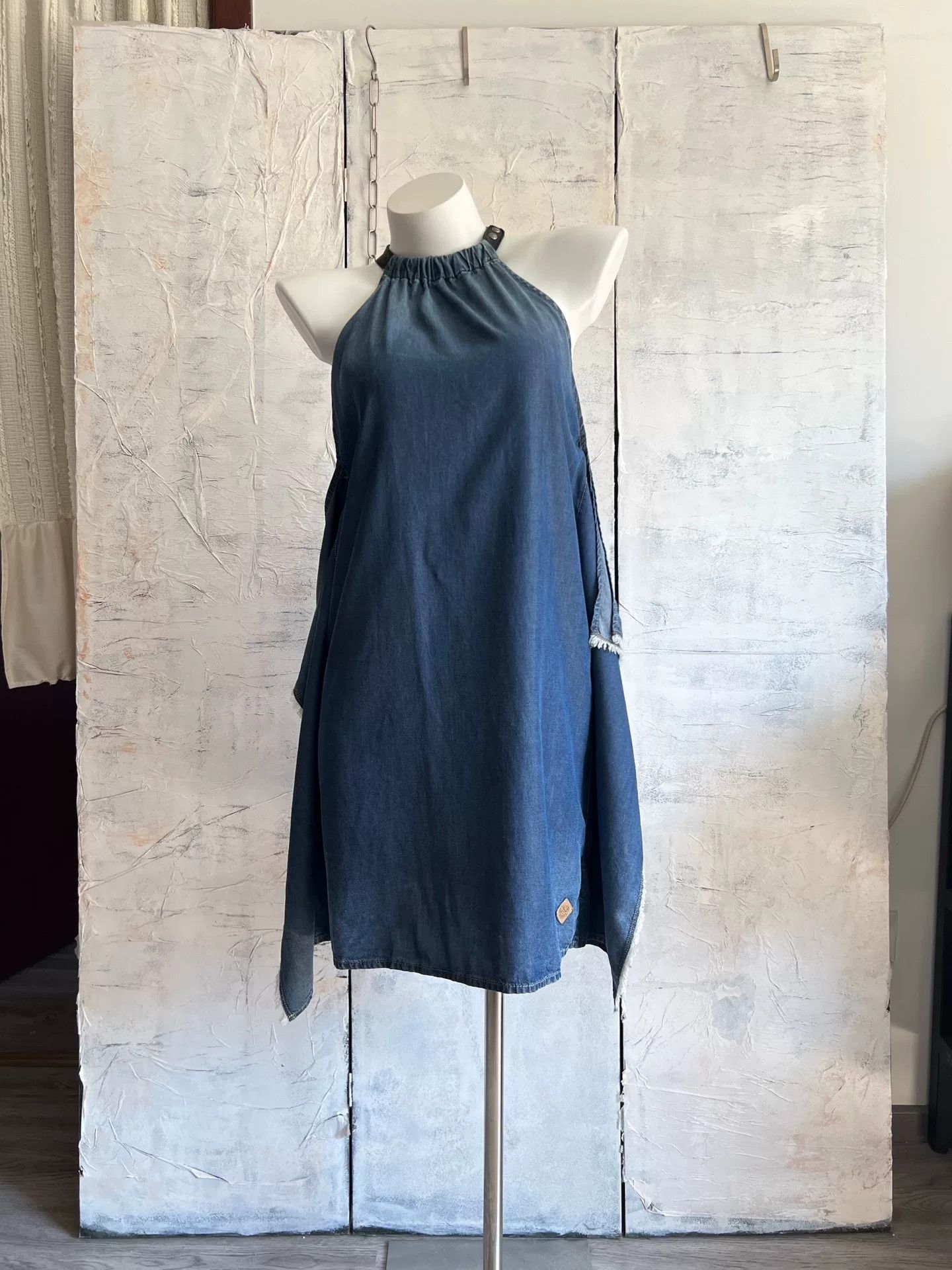 Diesel Diesel Light Denim Leather Loop Neck Dress Size XS / US 0-2 / IT 36-38 - 2 Thumbnail