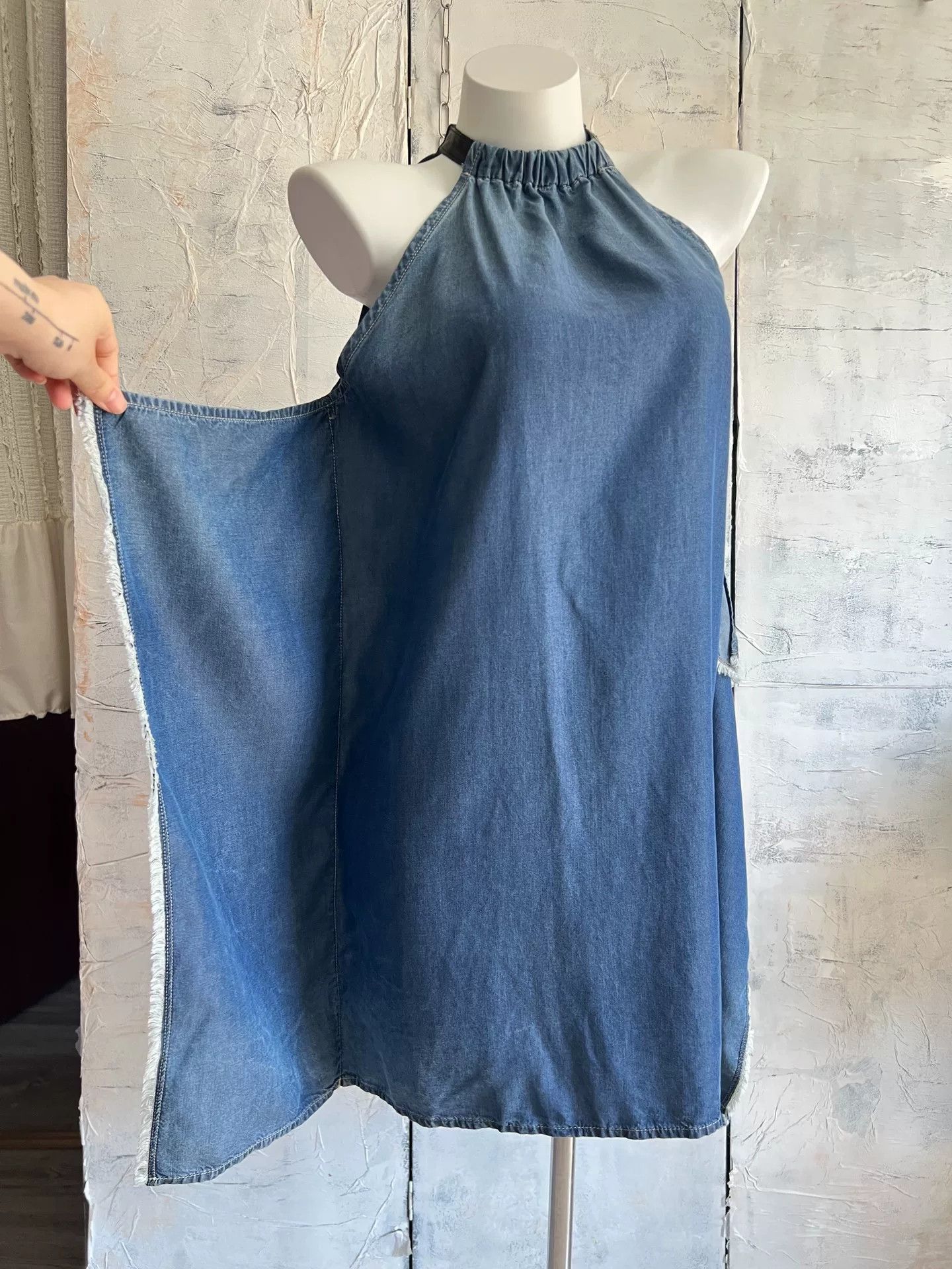 Diesel Diesel Light Denim Leather Loop Neck Dress Size XS / US 0-2 / IT 36-38 - 7 Thumbnail