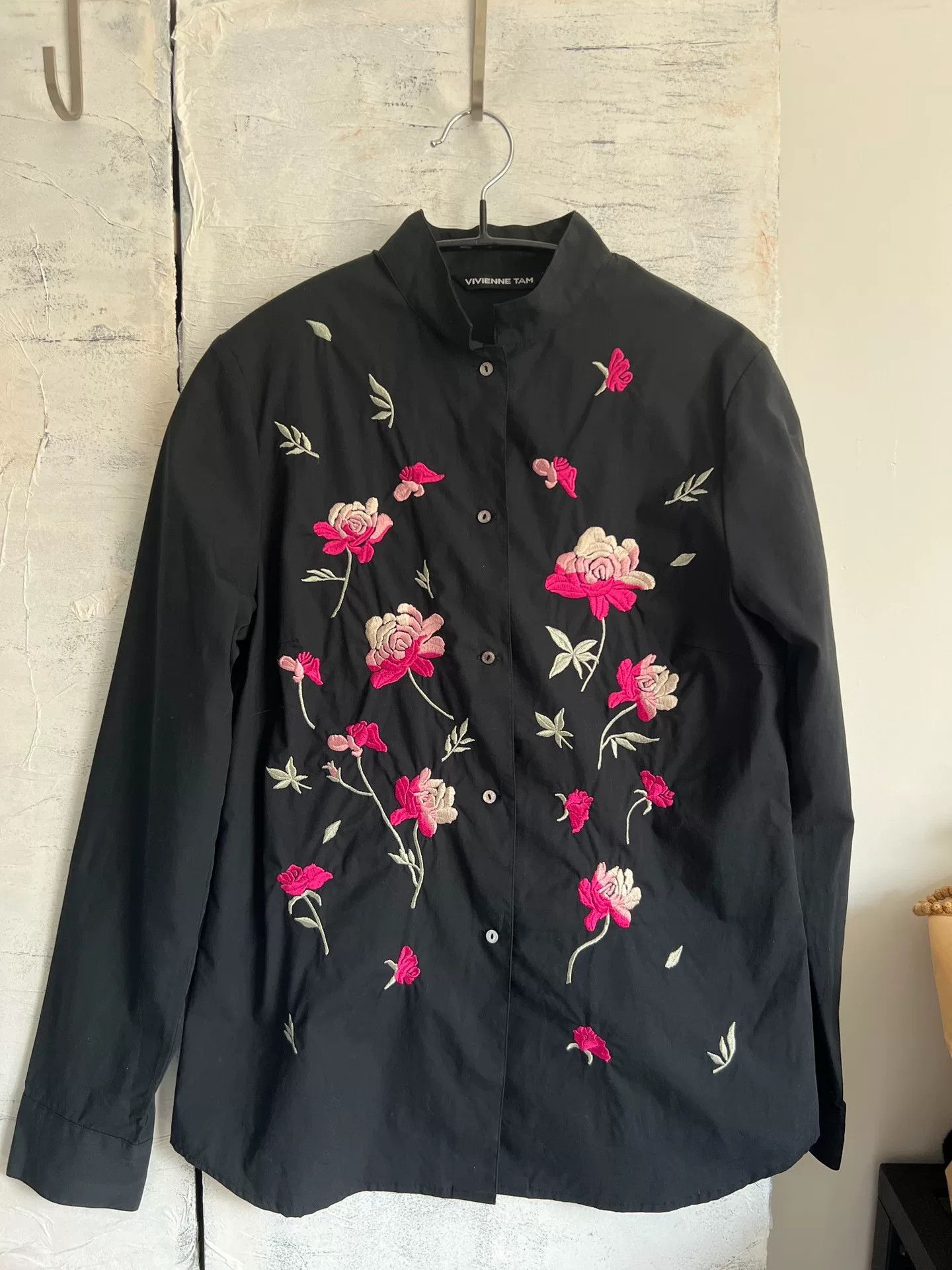 Vivienne Tam VIVIENNETAM Floral Embroidery Chinese Collar Shirt Size XS / US 0-2 / IT 36-38 - 6 Thumbnail