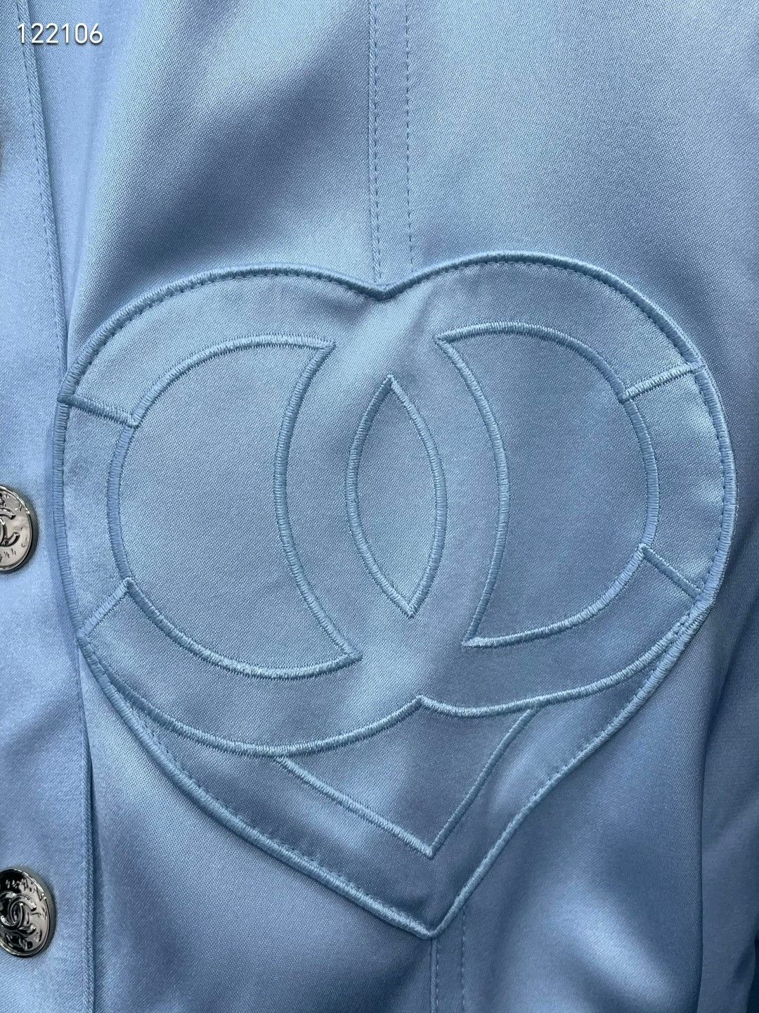 Chanel Chanel 25B Ice Blue Ruffle Silk Jacket Size XXS / US 00 / IT 34 - 3 Thumbnail