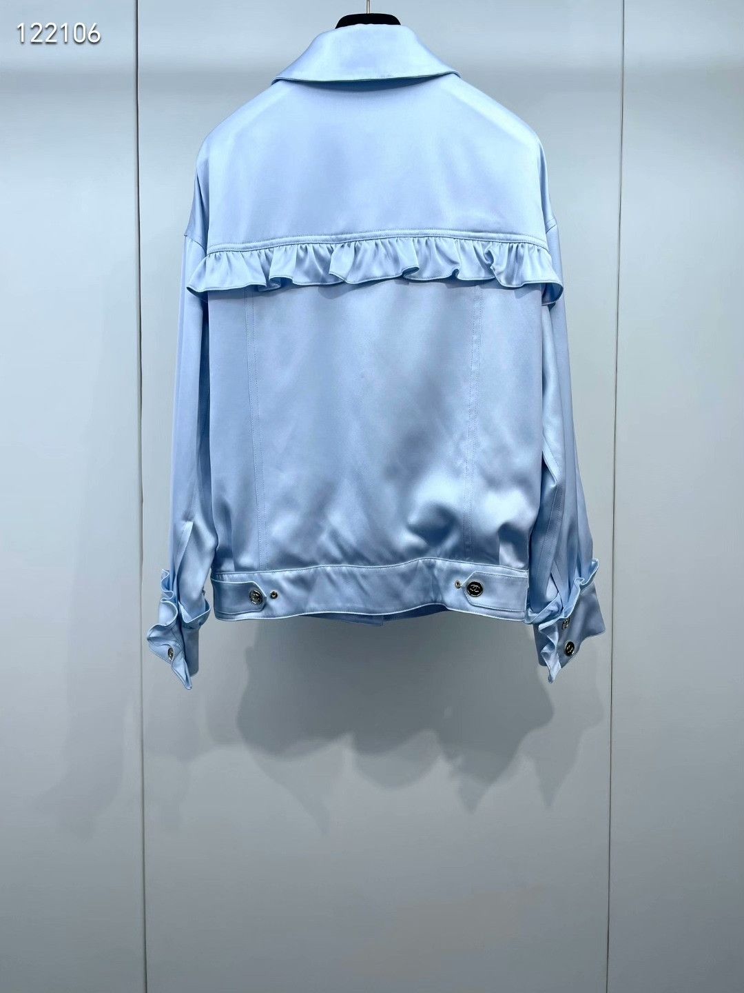 Chanel Chanel 25B Ice Blue Ruffle Silk Jacket Size XXS / US 00 / IT 34 - 2 Thumbnail