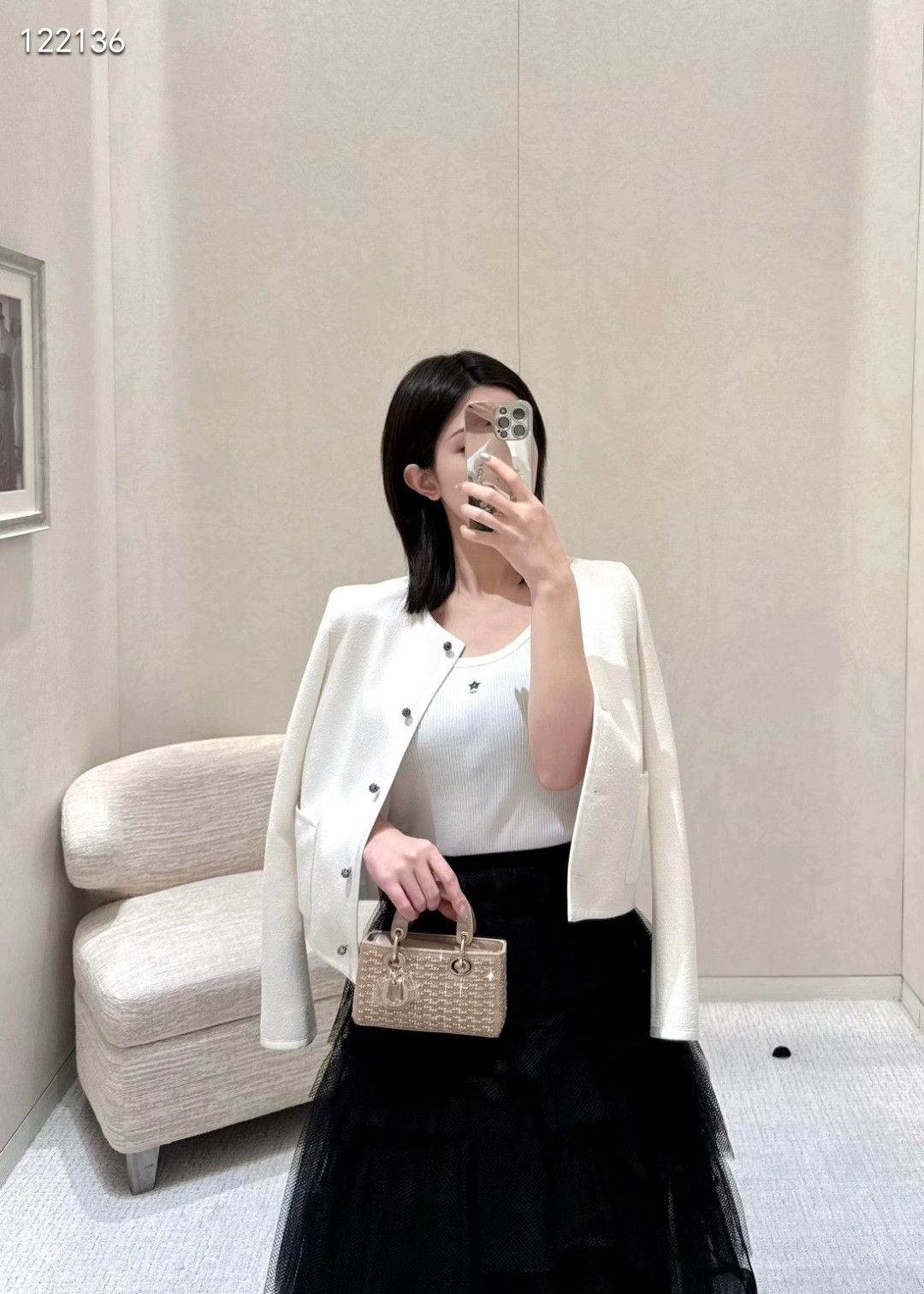 Dior Dior 25 Round Neck White Double Pocket Coat Size XXS / US 00 / IT 34 - 7 Thumbnail