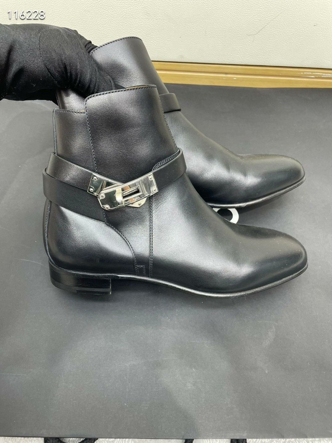 Hermes HERMES Kelly Buckle Black Ankle Boots Size US 5 / IT 35 - 2 Thumbnail