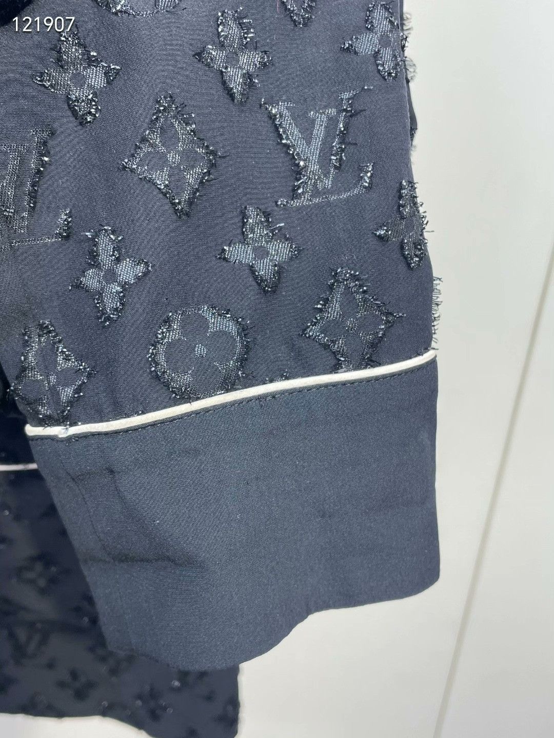Louis Vuitton LV Black Monogram Shimmer Silk Collar Shirt Size XXS / US 00 / IT 34 - 3 Thumbnail