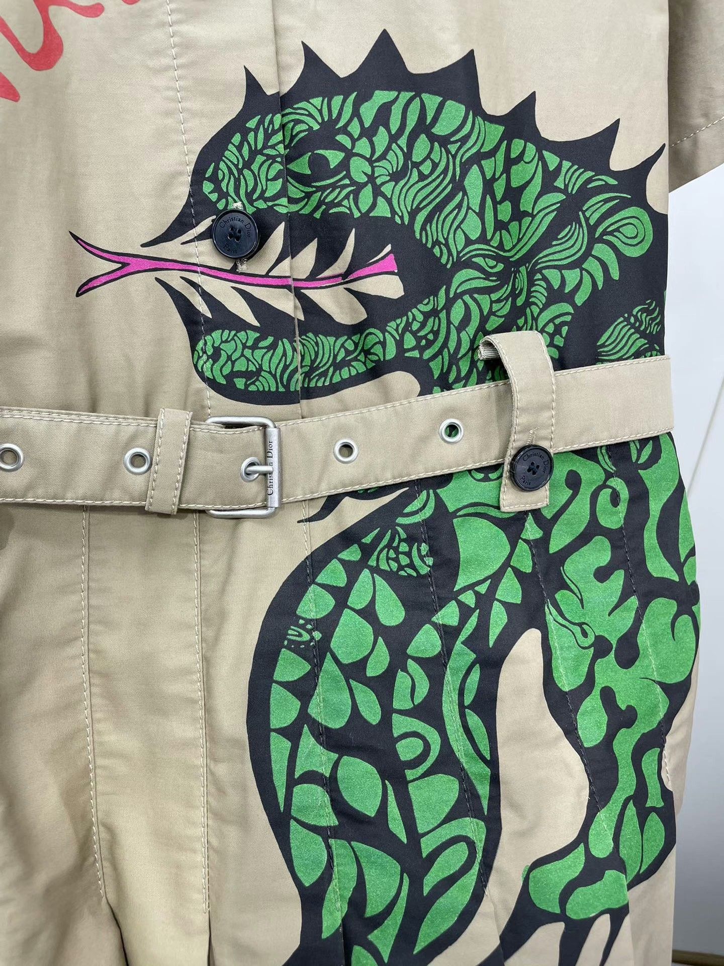 Dior Dior Green Dinosaur Utility Dress Size S / US 4 / IT 40 - 3 Thumbnail