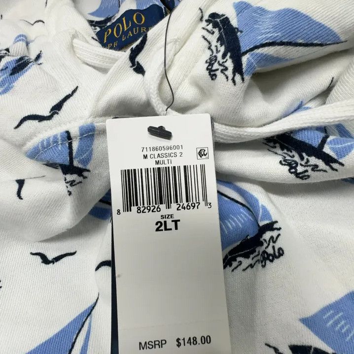 Polo Ralph Lauren Polo Ralph Lauren White Sailboat Print Hoodie Size US XXL / EU 58 / 5 - 4 Thumbnail