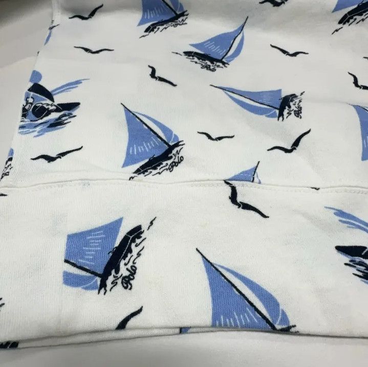 Polo Ralph Lauren Polo Ralph Lauren White Sailboat Print Hoodie Size US XXL / EU 58 / 5 - 9 Thumbnail