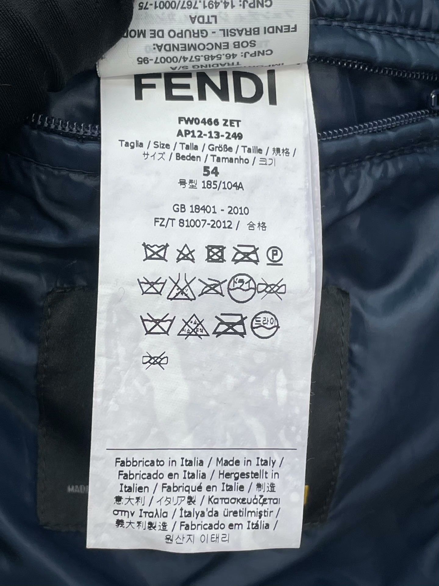 Fendi FENDI Navy Cotton Jacket Size US L / EU 52-54 / 3 - 7 Thumbnail