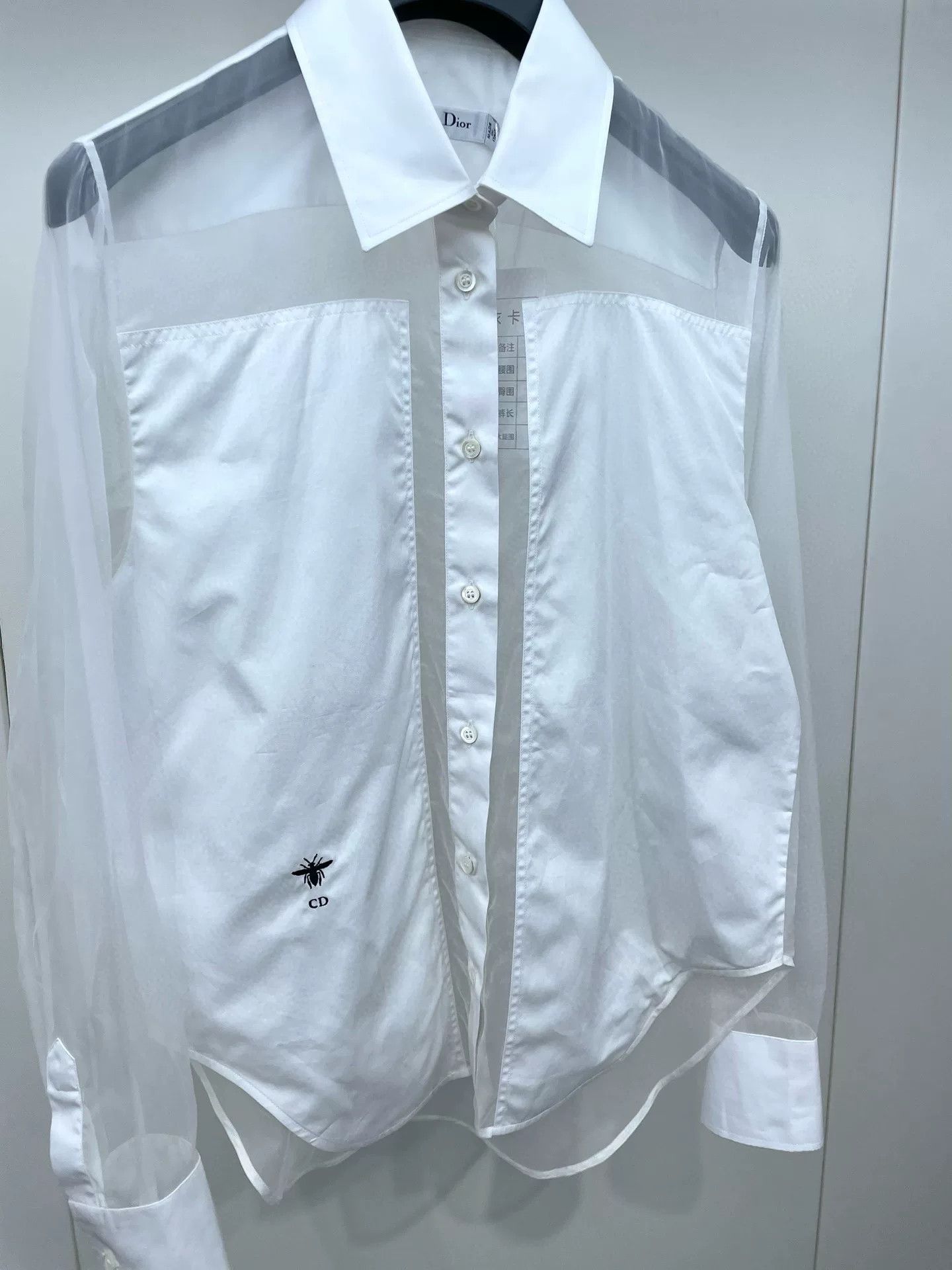 Dior Dior Embroidered Bee Tulle Sheer Shirt Size XXS / US 00 / IT 34 - 4 Thumbnail