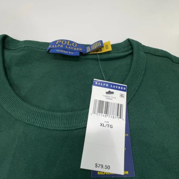 Polo Ralph Lauren Polo Ralph Lauren Solid Embroidered Round Neck Short Sleeve Size US XL / EU 56 / 4 - 4 Thumbnail
