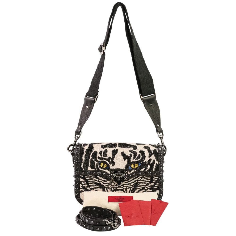 Valentino Valentino Valentino Garavani 1967 Guitar Rolling Rockstuds Tiger Shoulder Bag Leather Shoulder Bag DUTY FREE for USA Size ONE SIZE - 11 Thumbnail