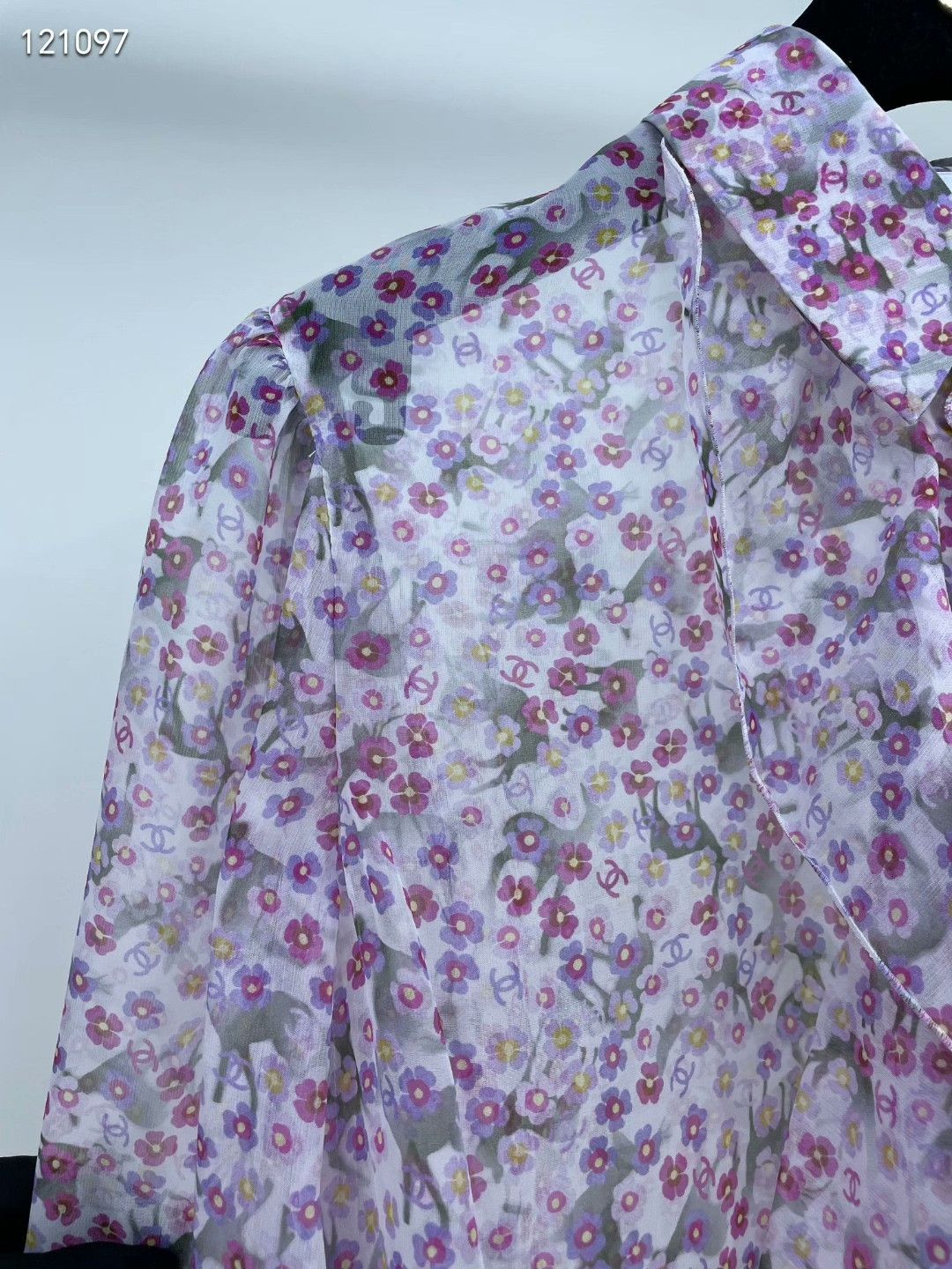 Chanel Chanel 25P Small Floral Ruffle Silk Blouse Size XXS / US 00 / IT 34 - 5 Thumbnail