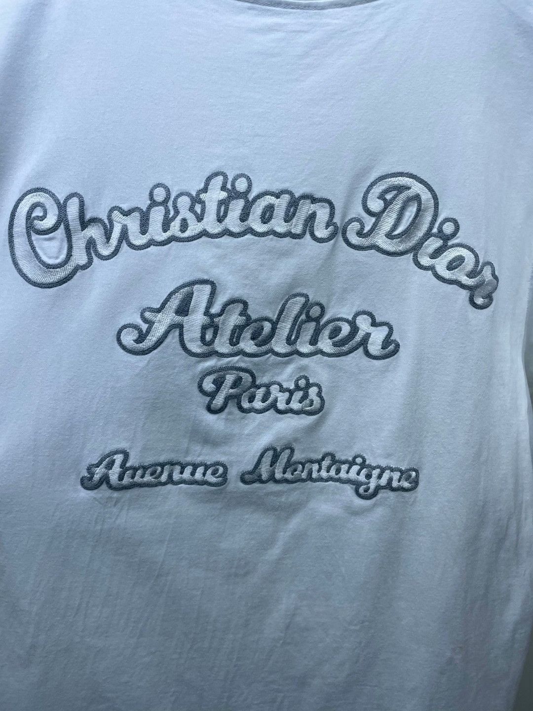 Dior Dior Gray Letter Embroidered White T-Shirt Size XS / US 0-2 / IT 36-38 - 3 Thumbnail