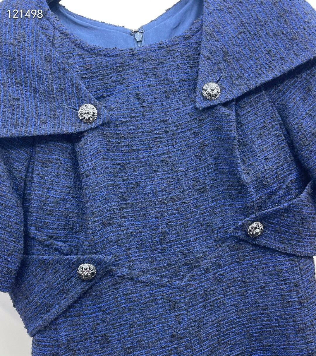 Chanel Chanel Navy Tweed Dress Size XXS / US 00 / IT 34 - 6 Thumbnail
