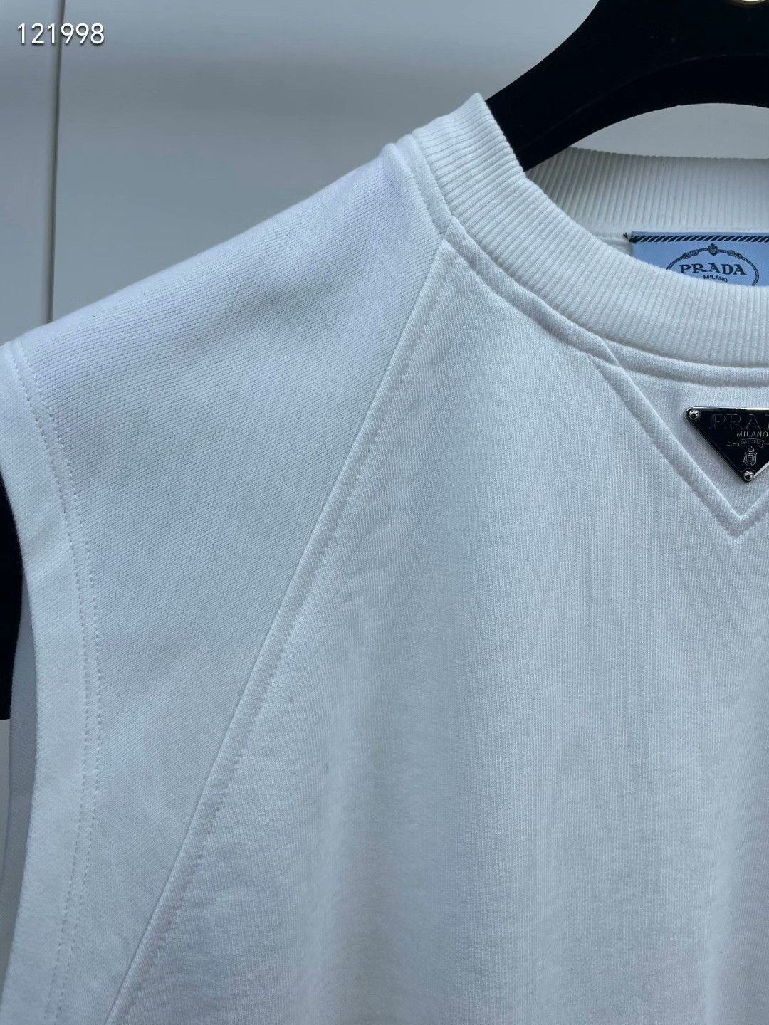 Prada Prada Metal Triangle White Cotton Vest Size S / US 4 / IT 40 - 4 Thumbnail