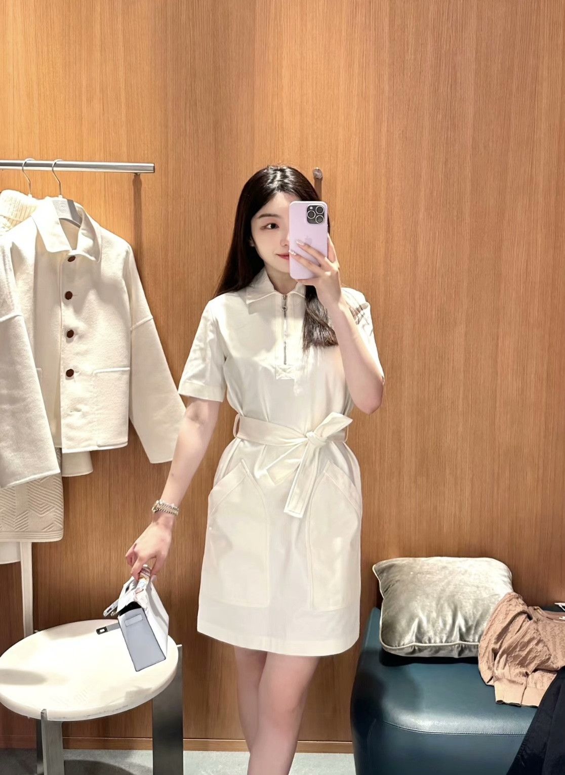 Hermes Hermes Fall/Winter 23 White Utility Dress Size XXS / US 00 / IT 34 - 7 Thumbnail