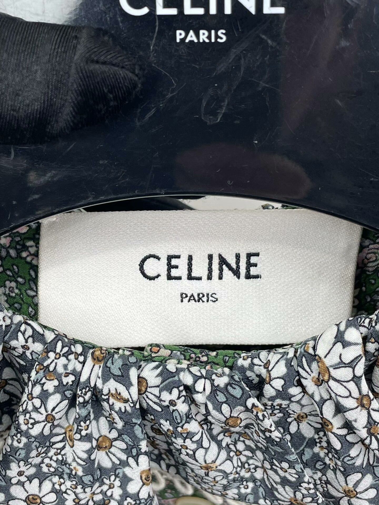 Celine CELINE Green Floral Silk Dress Size XXS / US 00 / IT 34 - 6 Thumbnail