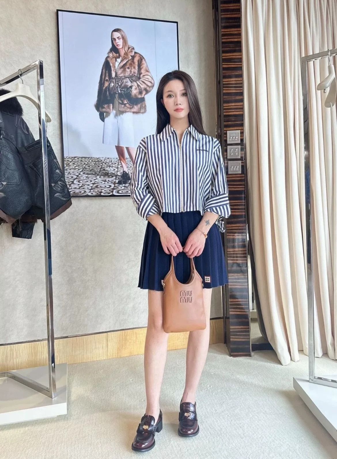 Miu Miu Miu Miu Blue White Striped Zip Shirt Size XS / US 0-2 / IT 36-38 - 9 Thumbnail