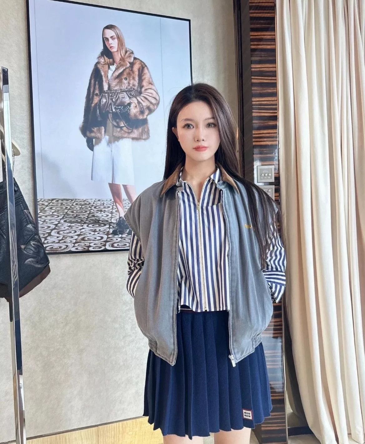 Miu Miu Miu Miu Blue White Striped Zip Shirt Size XS / US 0-2 / IT 36-38 - 8 Thumbnail