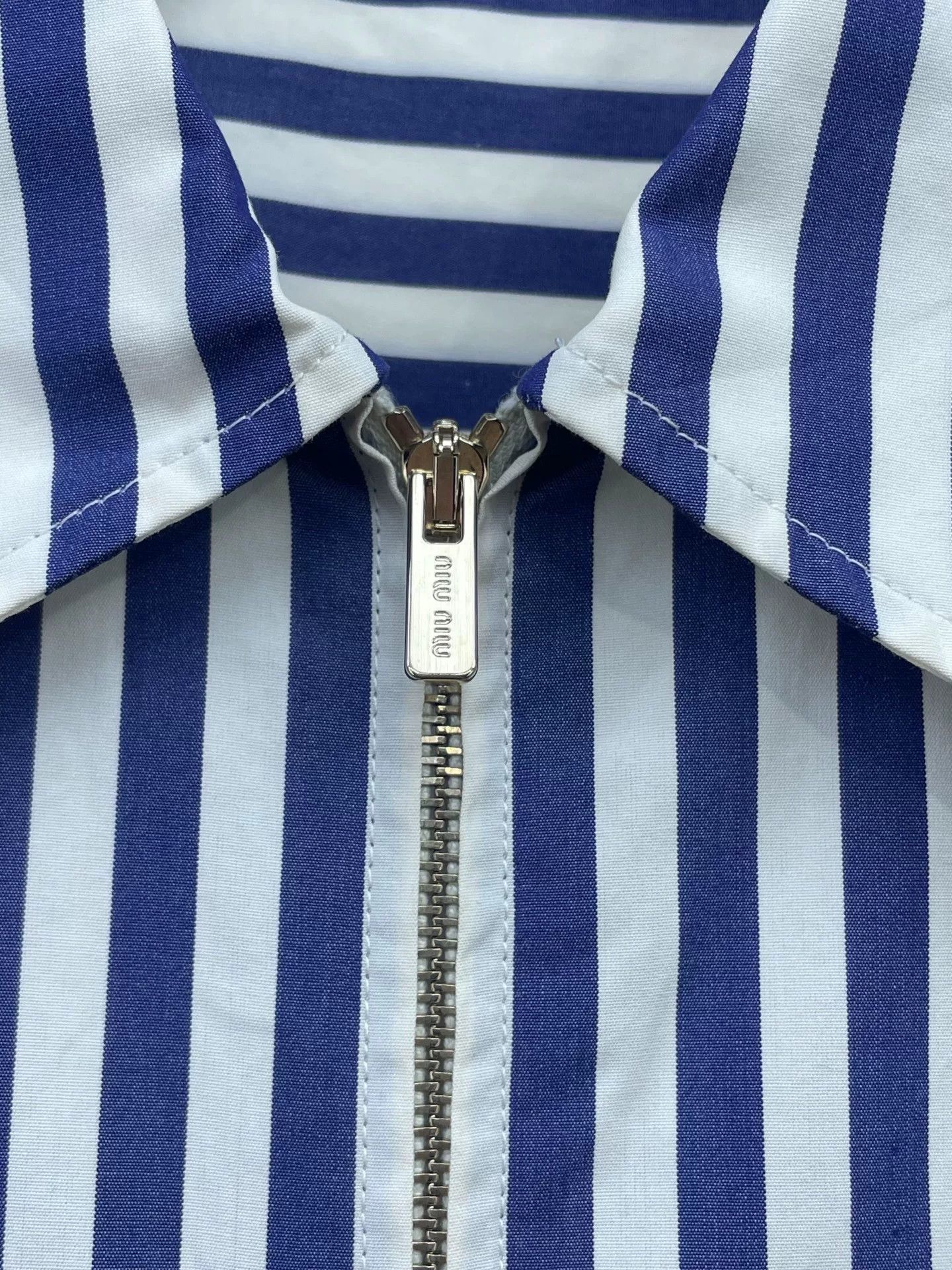 Miu Miu Miu Miu Blue White Striped Zip Shirt Size XS / US 0-2 / IT 36-38 - 5 Thumbnail