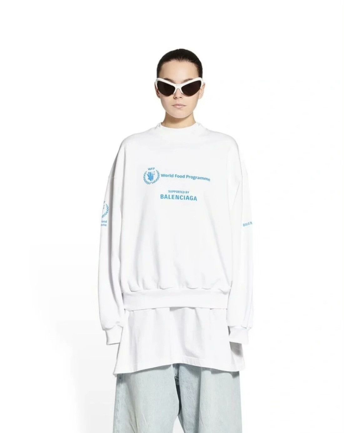 Balenciaga Balenciaga White Sweatshirt with Blue Letters Size XS / US 0-2 / IT 36-38 - 7 Thumbnail