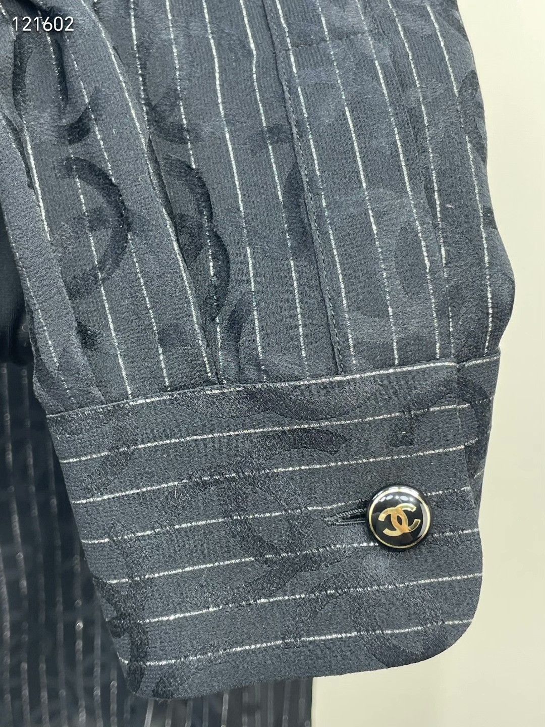Chanel Chanel Black Striped Silk Shirt Size XXS / US 00 / IT 34 - 3 Thumbnail