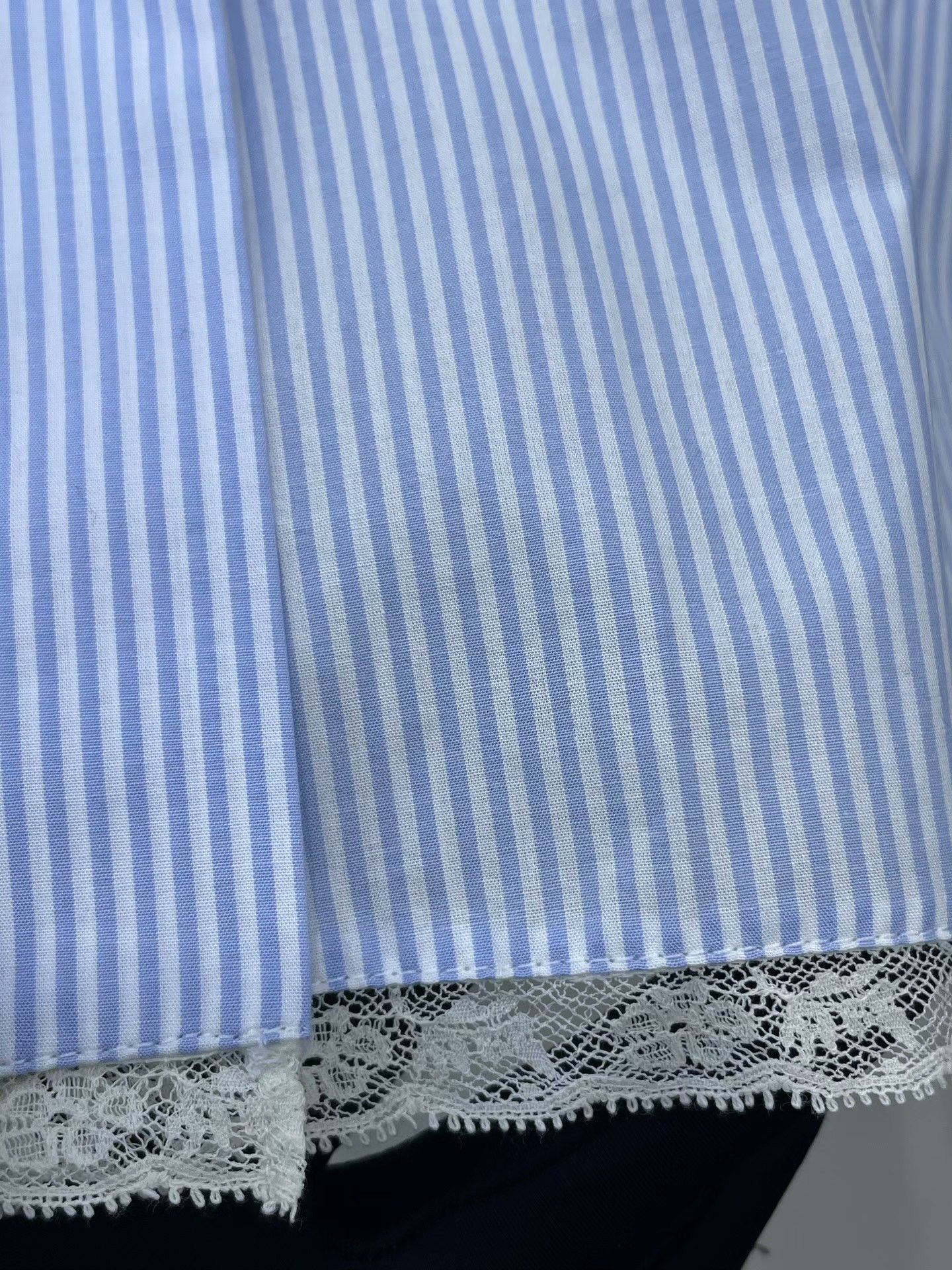 Miu Miu Miu Miu Lace Panel Vertical Stripe Shirt Size S / US 4 / IT 40 - 6 Thumbnail