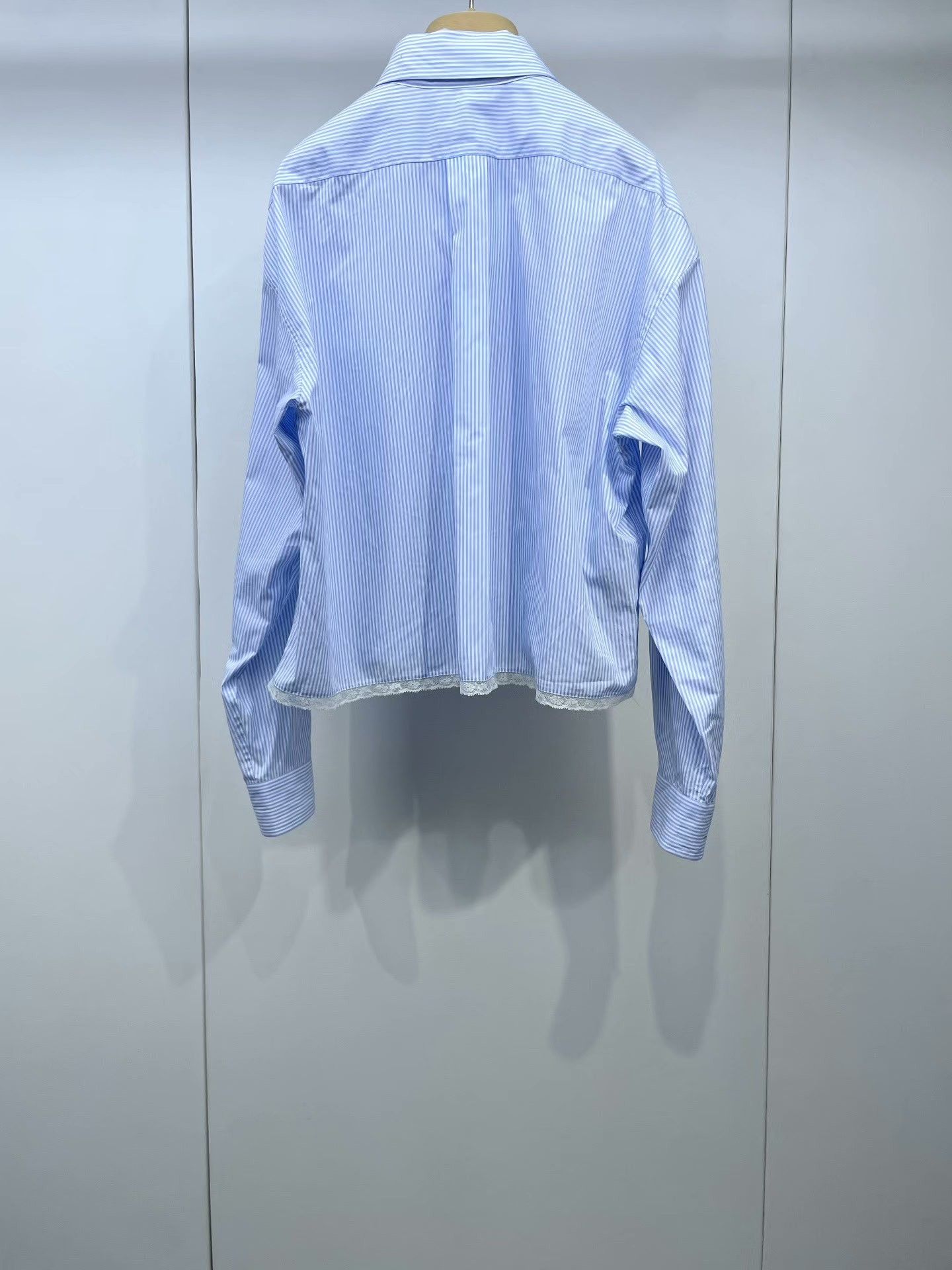 Miu Miu Miu Miu Lace Panel Vertical Stripe Shirt Size S / US 4 / IT 40 - 2 Thumbnail