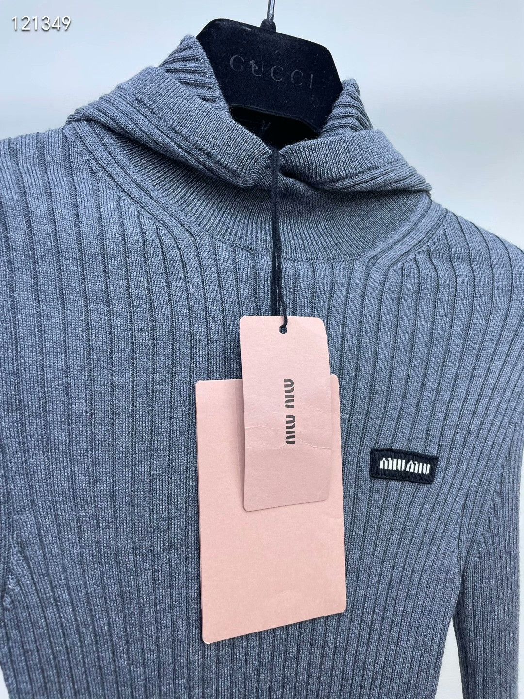 Miu Miu Miu Miu 25S Gray Turtleneck Hoodie Size XS / US 0-2 / IT 36-38 - 6 Thumbnail