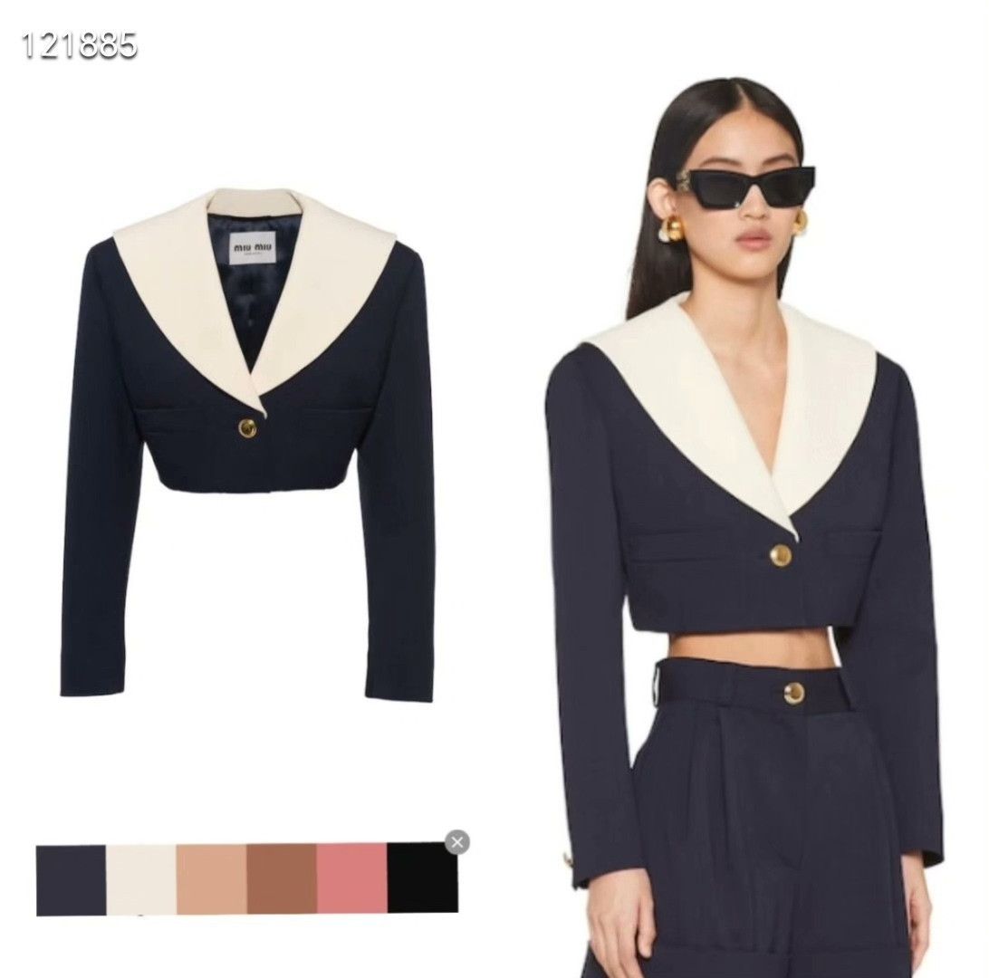 Miu Miu Miu Miu Black White Lapel Short Coat Size XS / US 0-2 / IT 36-38 - 8 Thumbnail