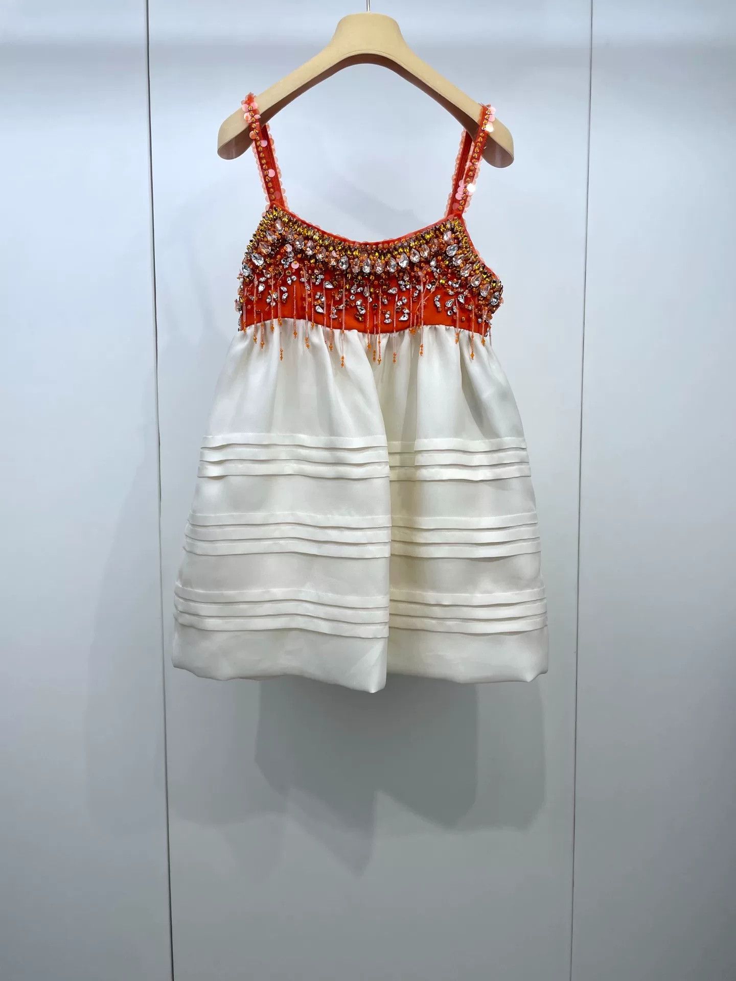 Miu Miu Miu Miu Orange White Beaded Slip Dress Size S / US 4 / IT 40 - 2 Thumbnail