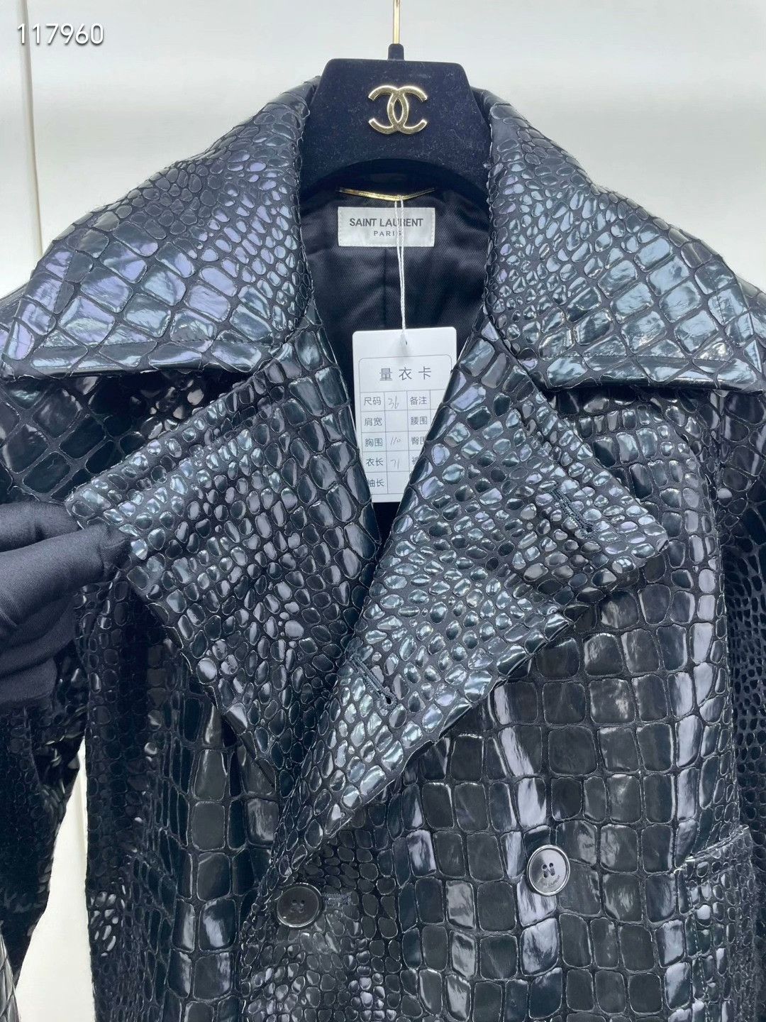 Saint Laurent Paris Saint Laurent FW22 Black Croc Leather Jacket Size XS / US 0-2 / IT 36-38 - 5 Thumbnail