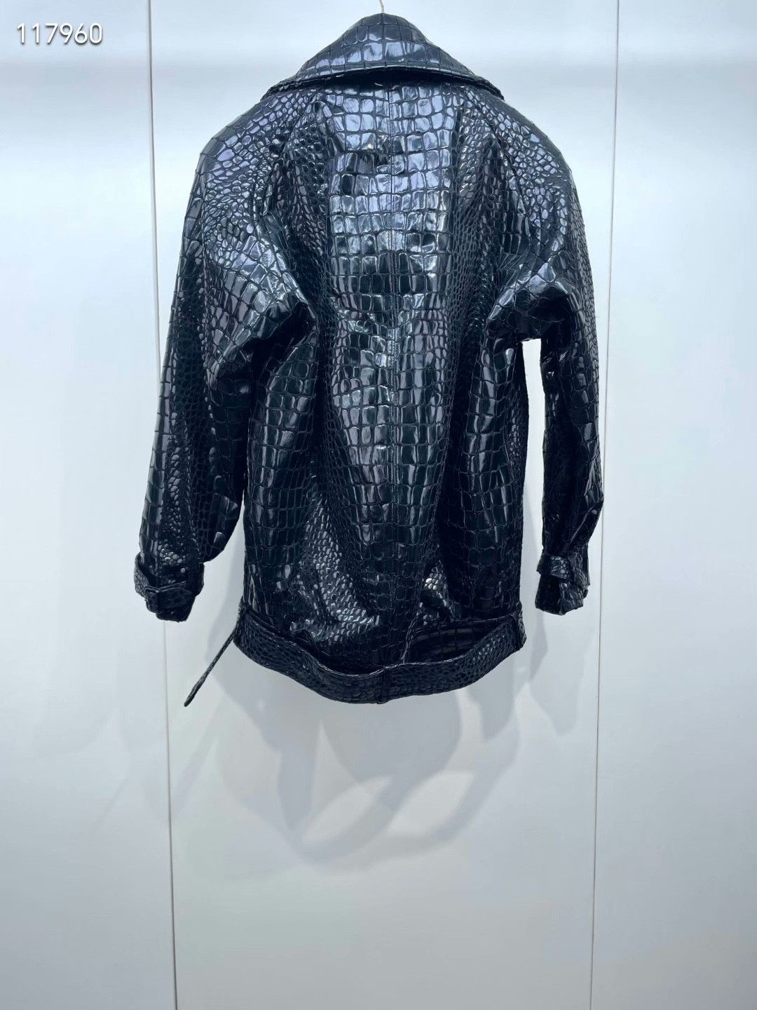 Saint Laurent Paris Saint Laurent FW22 Black Croc Leather Jacket Size XS / US 0-2 / IT 36-38 - 2 Thumbnail