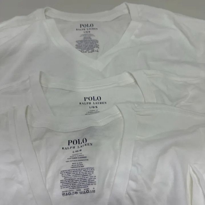Polo Ralph Lauren Polo Ralph Lauren Men's White V-Neck T-Shirt 5-Pack Size US L / EU 52-54 / 3 - 4 Thumbnail