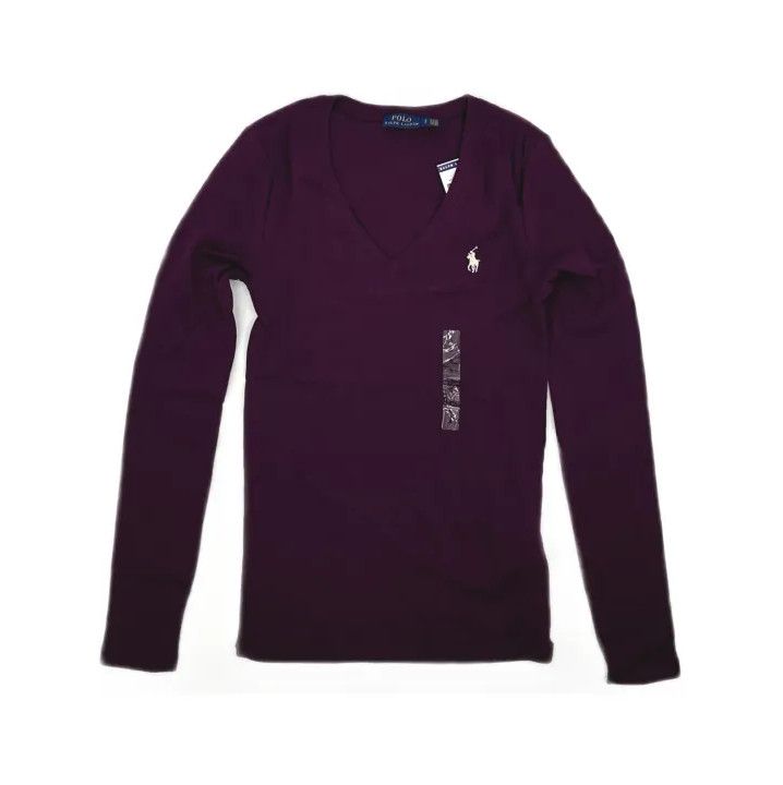 Polo Ralph Lauren Polo Ralph Lauren Purple V-Neck Long-Sleeve T-Shirt Size US S / EU 44-46 / 1 - 2 Thumbnail