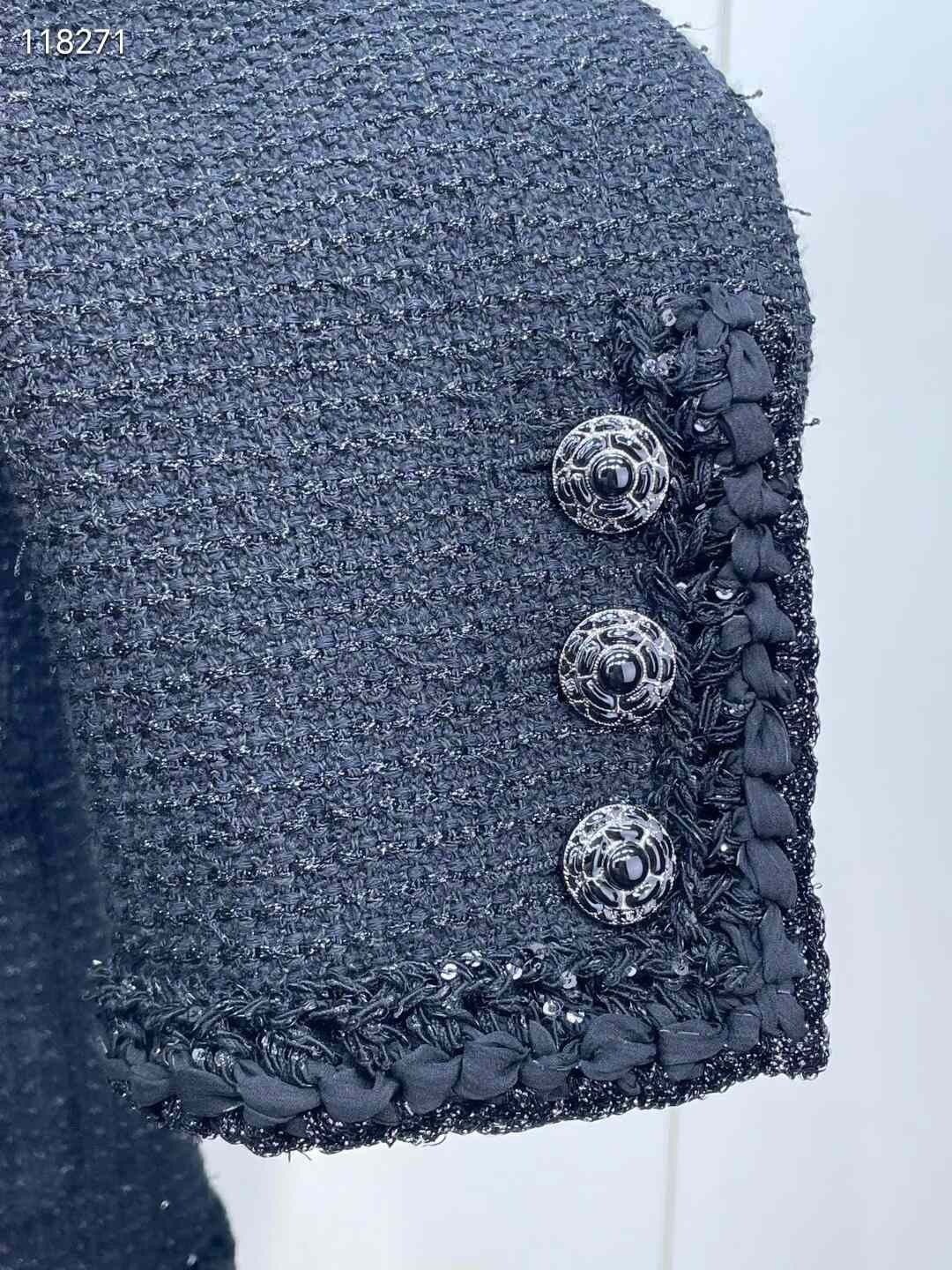 Chanel Chanel 25S Black Shimmer Jacket Size XXS / US 00 / IT 34 - 3 Thumbnail