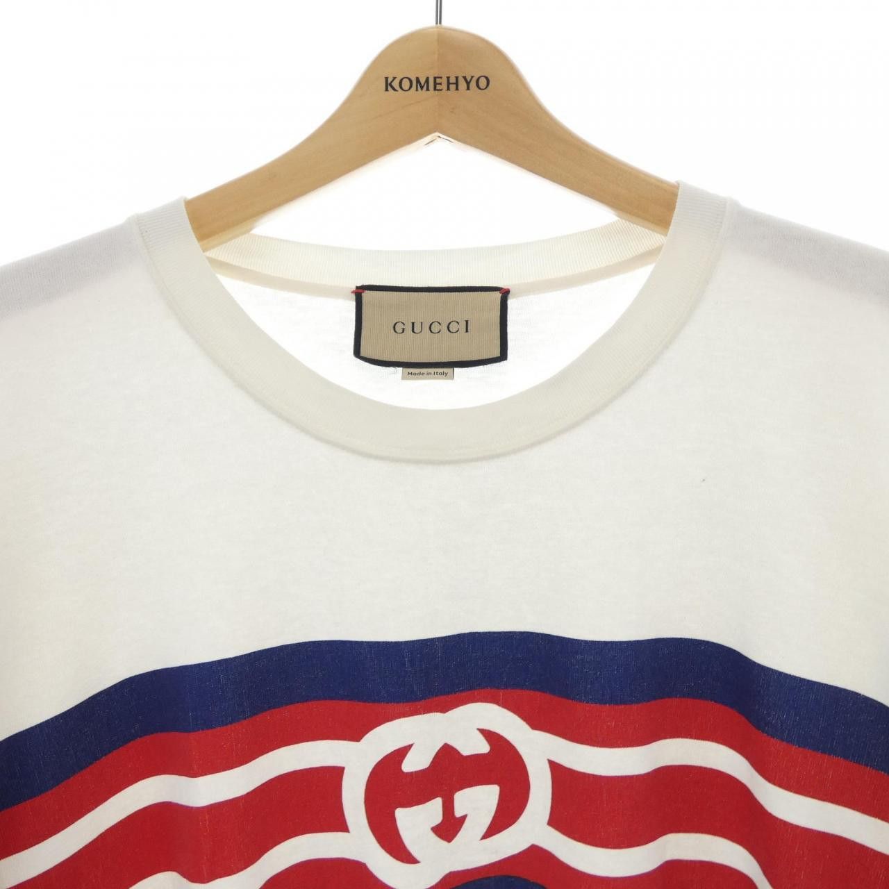 Gucci Gucci Gucci Interlocking G Stripe Print Cotton T Shirt Textile T-Shirts 616036XJDAG DUTY FREE for USA Size ONE SIZE - 5 Thumbnail