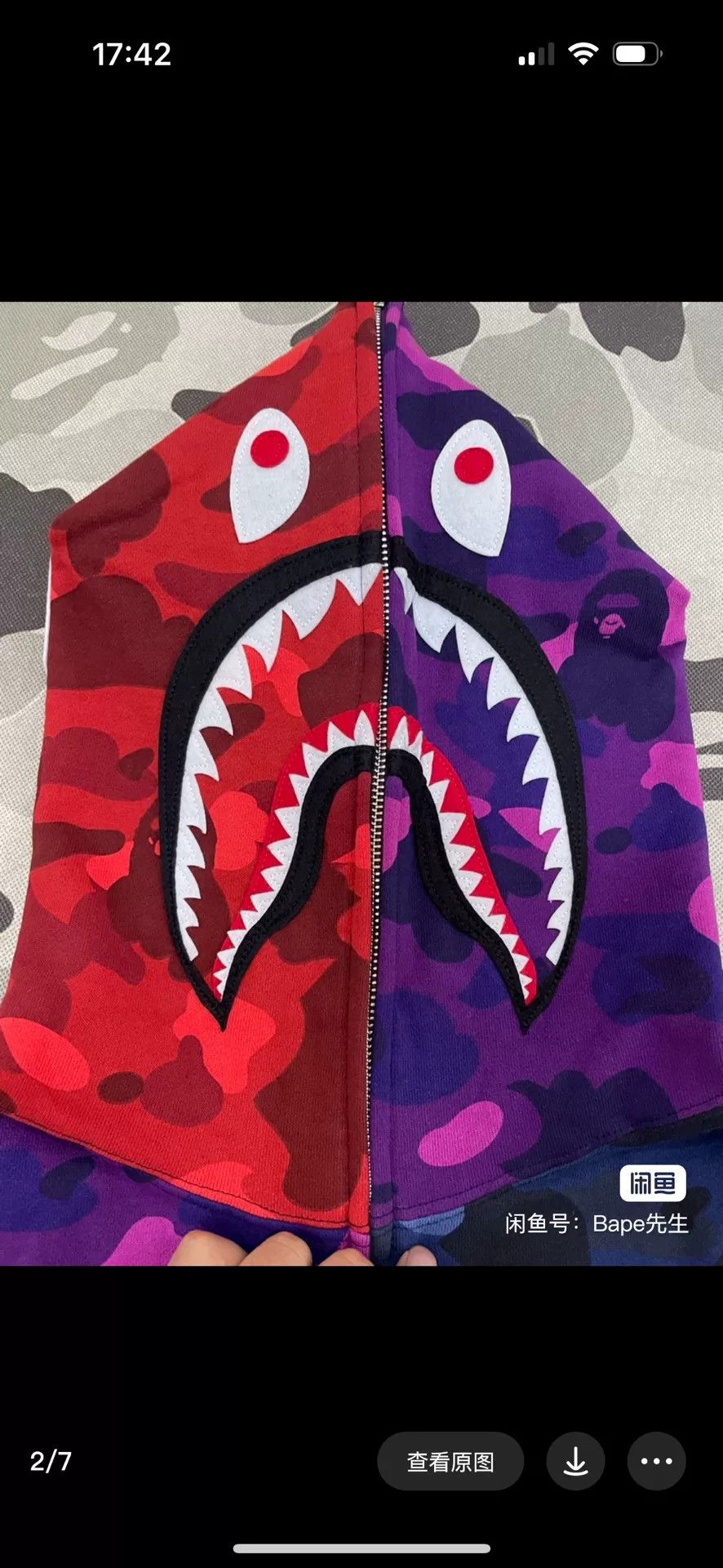 Bape Bape Purple-blue Shark Sweatshirt Size US XL / EU 56 / 4 - 2 Thumbnail