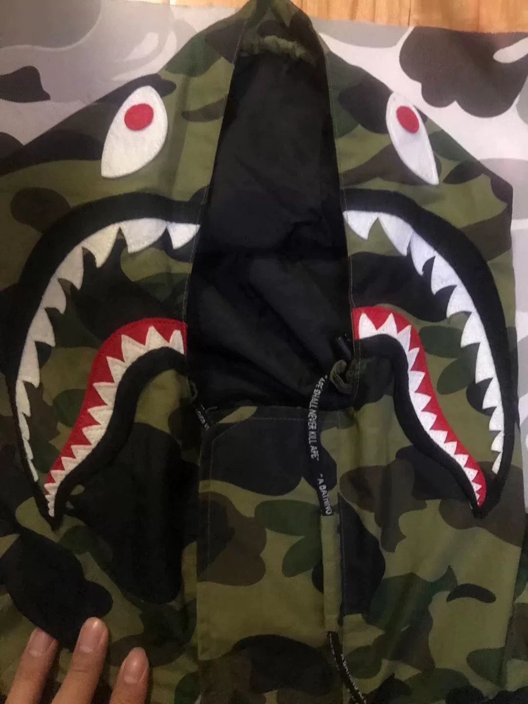 Bape Bape Green Shark Jacket Outerwear Size US XL / EU 56 / 4 - 2 Thumbnail