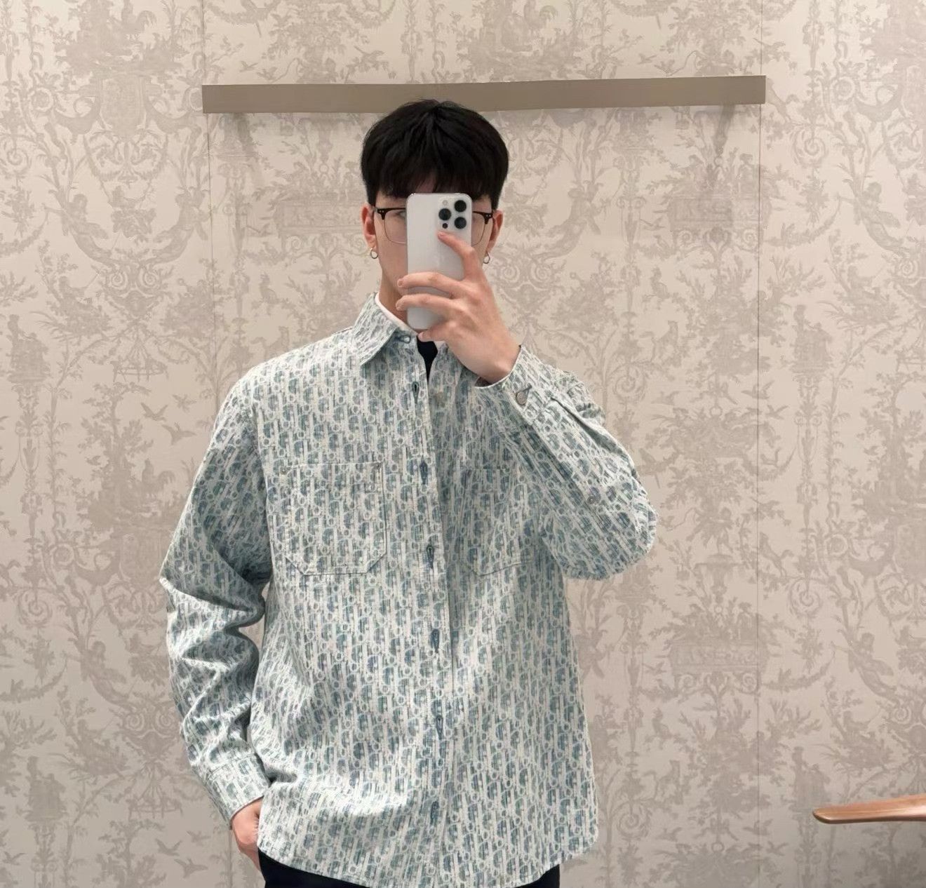 Dior Dior Oblique Denim Print Men's Shirt Size US XS / EU 42 / 0 - 7 Thumbnail