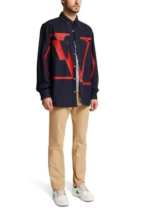 Valentino Valentino Big Logo Denim Shirt Jacket Size US M / EU 48-50 / 2 - 8 Thumbnail