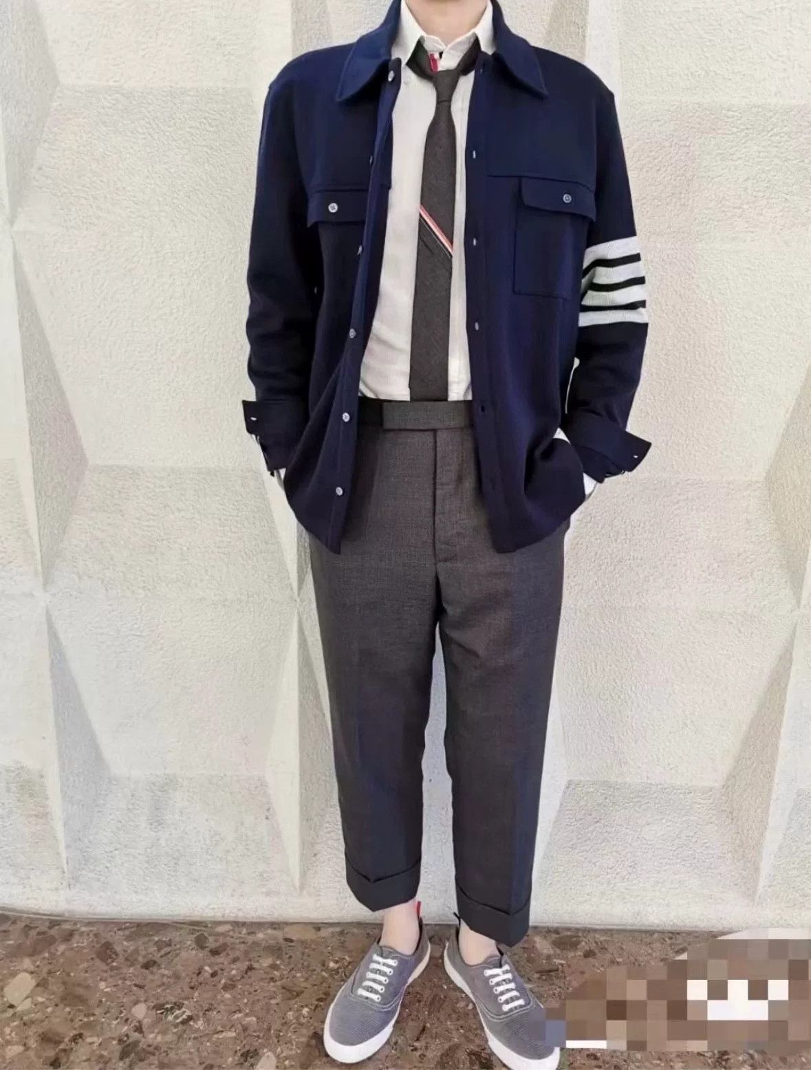 Thom Browne THOM BROWNE Four-Stripe Shirt Jacket Size US XL / EU 56 / 4 - 6 Thumbnail