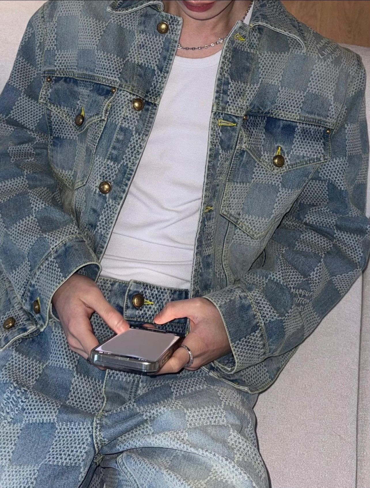 Louis Vuitton Louis Vuitton SS25 Checked Denim Jacket Size US L / EU 52-54 / 3 - 7 Thumbnail