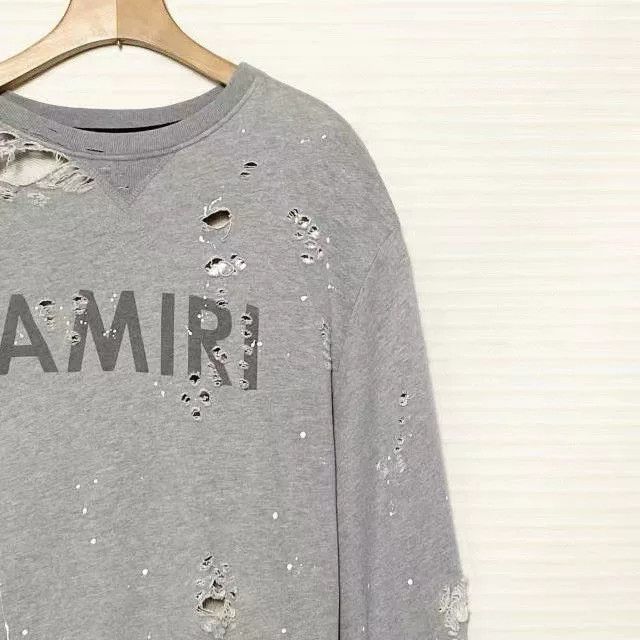 Amiri AMIRI Distressed Letter Logo Crewneck Sweatshirt Men's Size US L / EU 52-54 / 3 - 3 Thumbnail