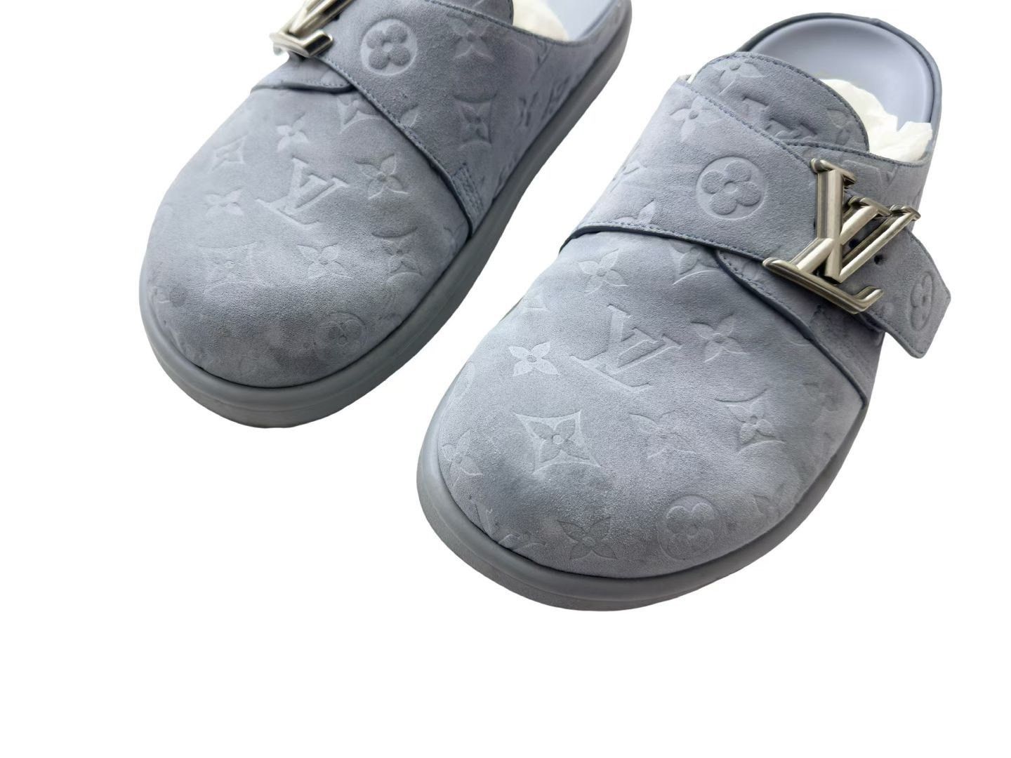 Louis Vuitton Louis Vuitton Blue Embossed Monogram Slippers Size US 9 / EU 42 - 4 Thumbnail